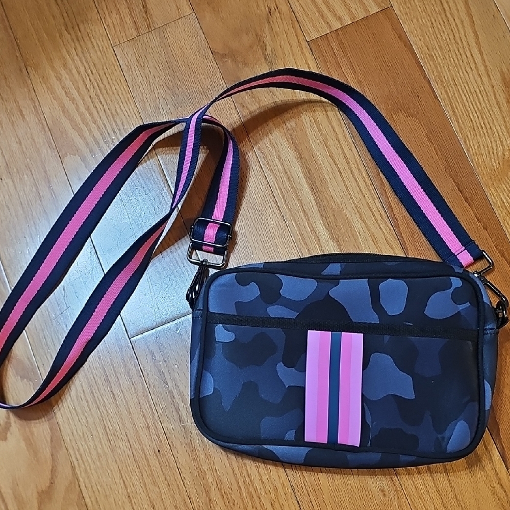Stylish Navy and Pink Camouflage Crossbody Bag